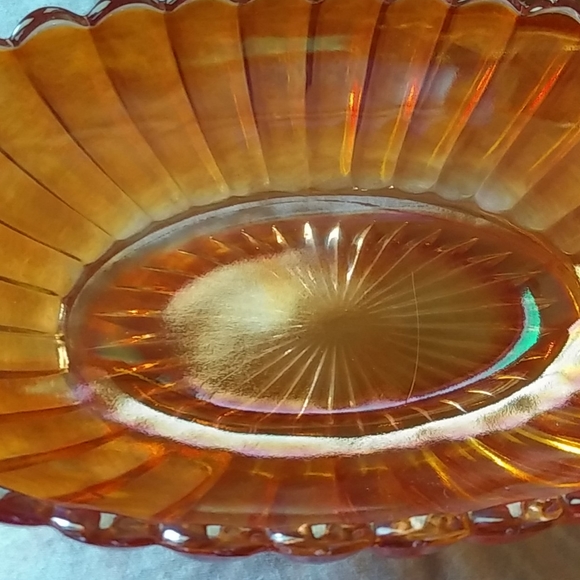 Gorgeous Marigold carnival glass oval bowl dish - Picture 4 of 5